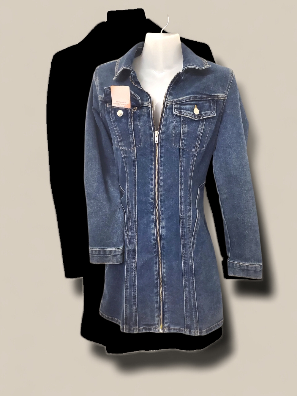 Wallflower Women's Mid-Blue Longline Denim Jacket - Picture 6 of 6